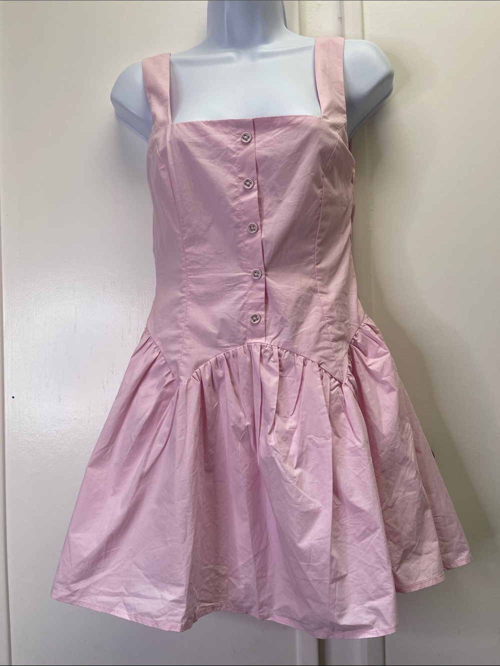 Peppermayo Genie Mini Dress Baby Pink 100% Cotton Fit & Flare Drop Waist Sz 6 - Picture 4 of 17